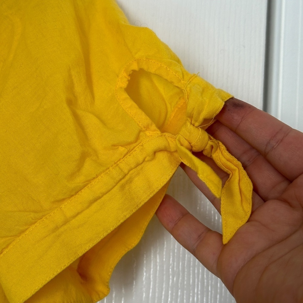 J.Crew Yellow Embroidered Peplum Top | Size 6 | Short Sleeve Boho Blouse - Picture 4 of 5